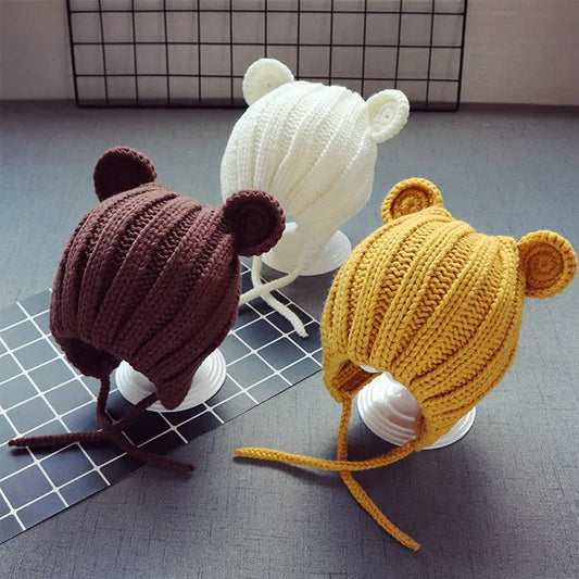 Gorro de lana con protección para los oídos para bebés, versión coreana, 1 gorro para niño, nuevo estilo, 2 gorro para niña