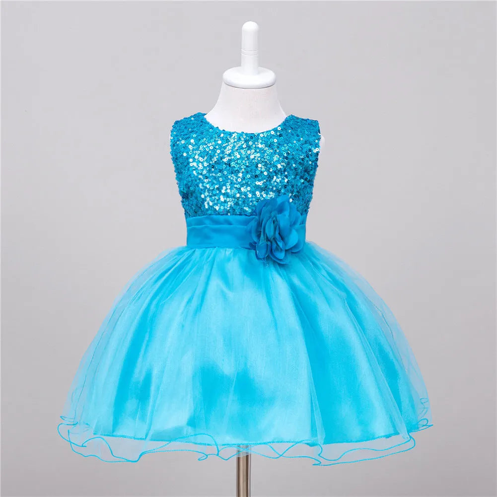 Bébé Sequin Robe Fleur Fille De Mariage Princesse Robe