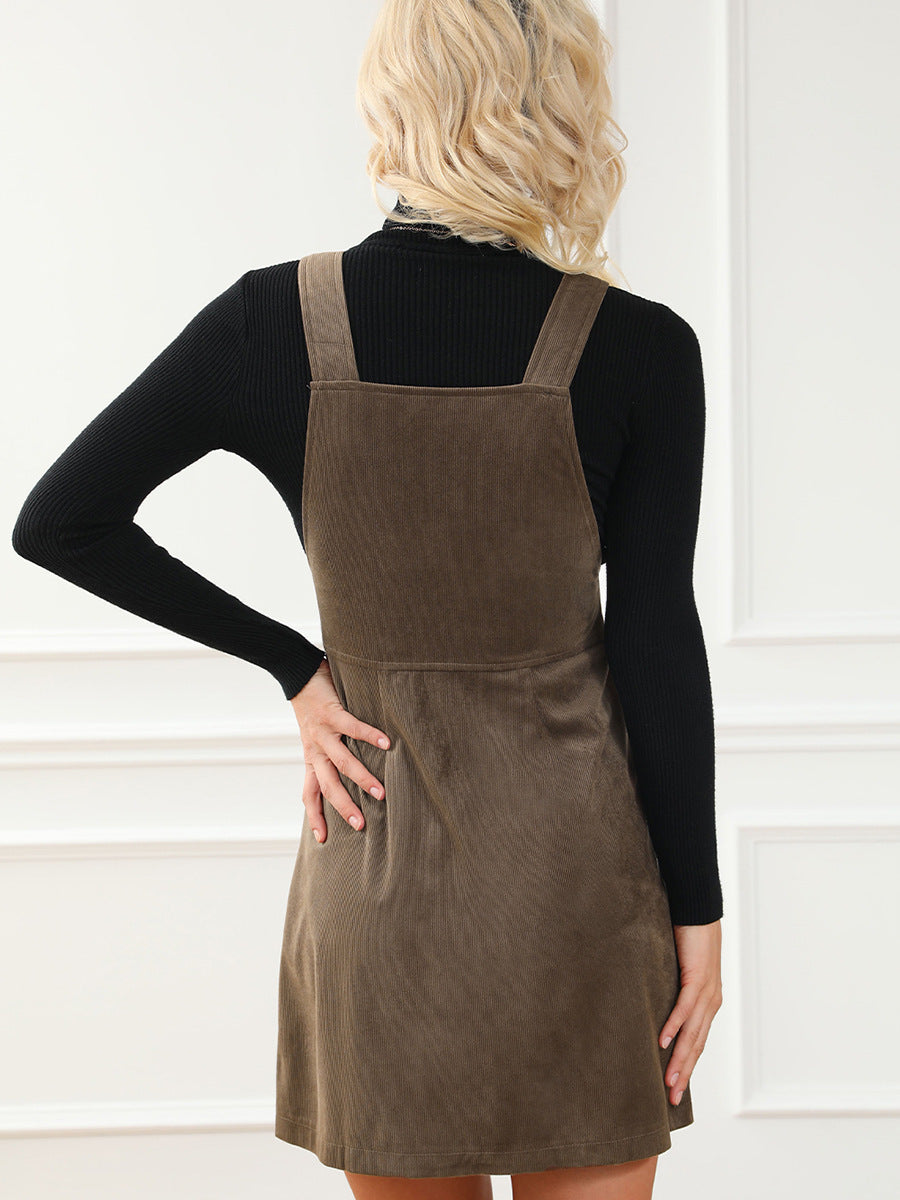 Women's Retro Autumn Solid Color Sleeveless Dress
