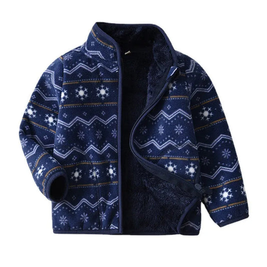 Chaqueta de dibujos animados de forro polar estampada para niños más terciopelo