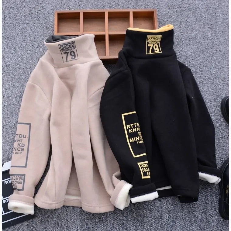 Camiseta de manga larga de invierno Suéter de cuello alto para niños