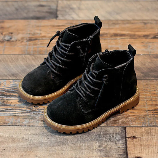 Botas individuales para niños, botas Martin para niños, botas militares negras, botas altas de verano para niños grandes