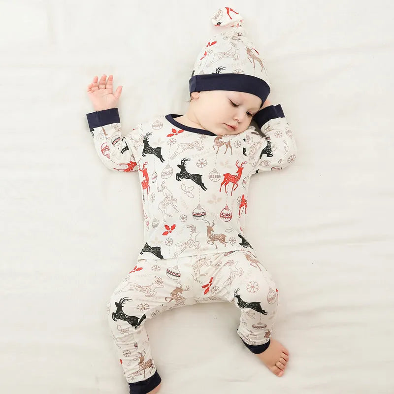Pijamas de bebé de fibra de bambú para niños.