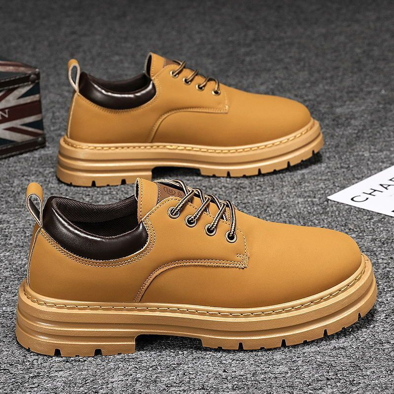 Otoño Nuevos Zapatos de Cuero con Plataforma Transpirable Martin para Hombre Botas Casuales