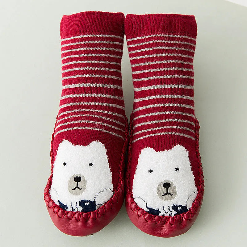 Nueva felpa del invierno, CALCETINES DEL NIÑO DEL BEBÉ de Terry, calcetines del piso de la prueba del resbalón para los niños