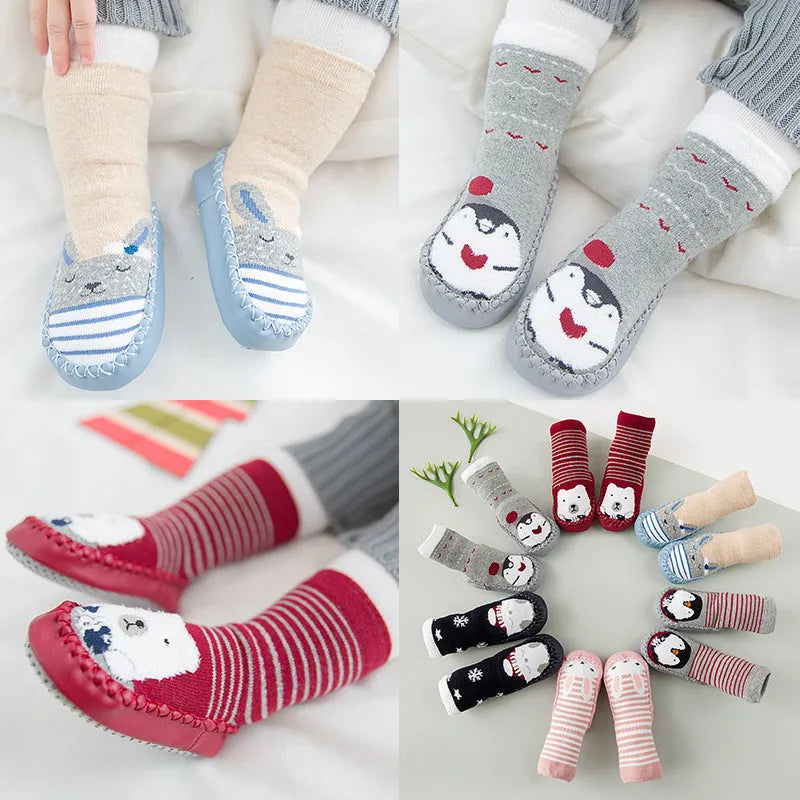 Nueva felpa del invierno, CALCETINES DEL NIÑO DEL BEBÉ de Terry, calcetines del piso de la prueba del resbalón para los niños