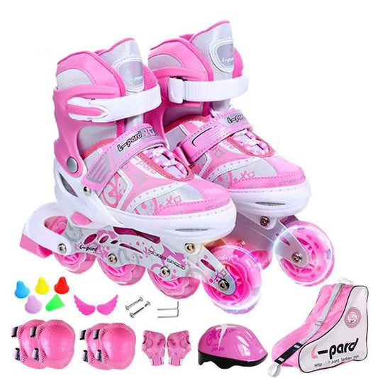 Skate Kids Juego completo para principiantes, zapatos de skate ajustables, patines para niños y mujeres
