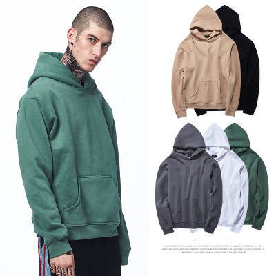 Suéter masculino y masculino otoño nuevo color más terciopelo oversize fuera del hombro Sudadera con capucha para hombre marea
