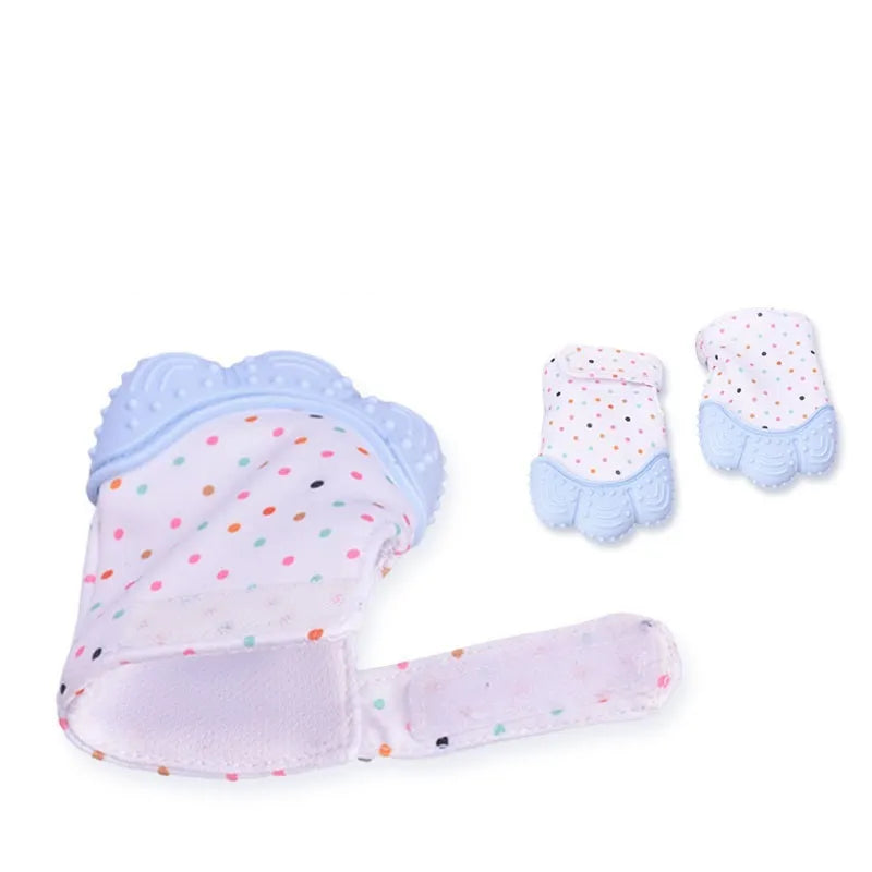 Guantes molares de silicona antimordeduras para dentición de bebé, juguetes con sonido para niños