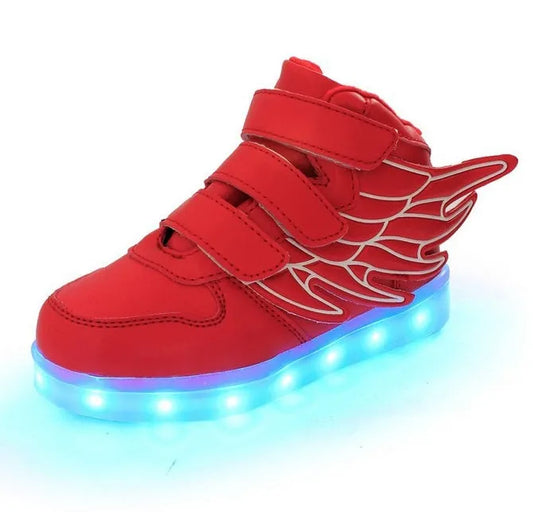 Zapatos para niños Zapatos de luz LED alas para niños zapatos ligeros carga usb zapatos luminosos coloridos zapatos ligeros casuales 