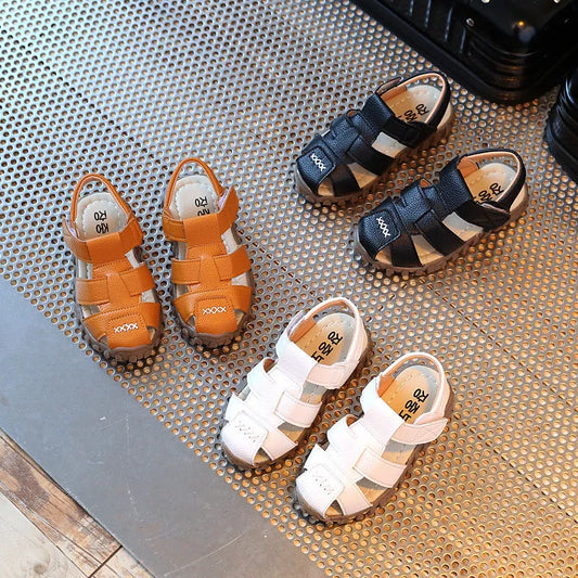 Sandalias para niños, costuras para niños, sandalias sencillas de suela blanda, zapatos de playa para niñas