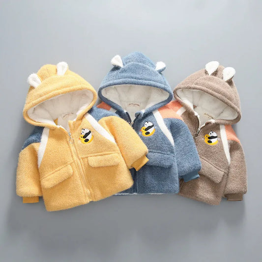 Chaqueta acolchada de terciopelo y terciopelo de visón de invierno cálido para niños