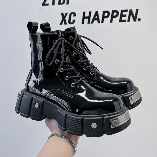 Nuevo Botas Martin con cordones y cabeza redonda con plataforma y tacón grueso para hombre