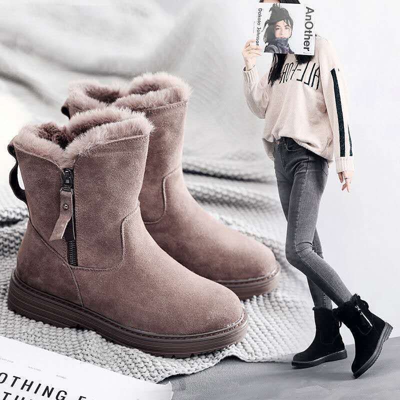 Warm Mid Tube Plus Velvet Padded Cotton Shoes