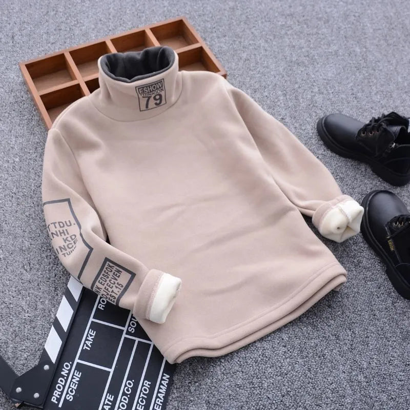 Camiseta de manga larga de invierno Suéter de cuello alto para niños