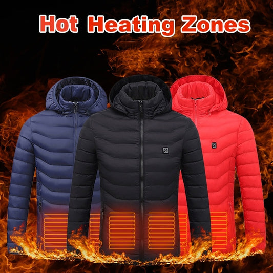 Nueva chaqueta calefactable, abrigo eléctrico USB, abrigo de algodón, ropa térmica, chaleco calefactor, ropa de hombre para invierno