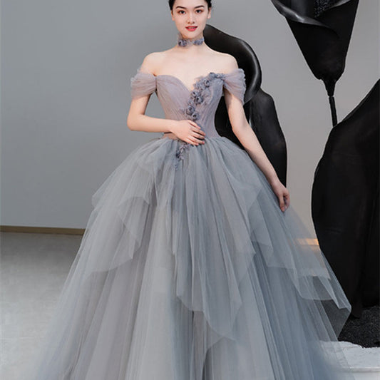 Vestido de princesa con tul y tutú para banquete francés, con textura femenina, para regalo de anfitriona
