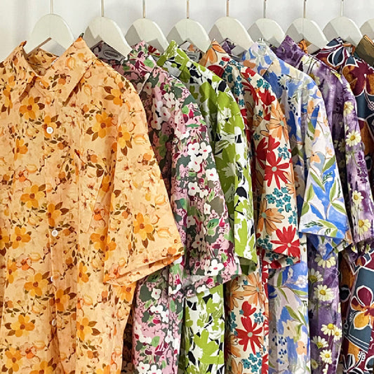Camisa estampada retro Diseño suelto de manga corta