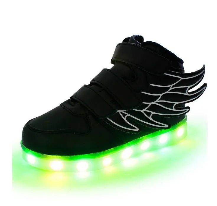 Zapatos para niños Zapatos de luz LED alas para niños zapatos ligeros carga usb zapatos luminosos coloridos zapatos ligeros casuales 