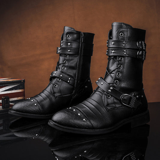 Botas De Cuero De Tubo Medio Ceremonial Moto Hombre Martin Performance