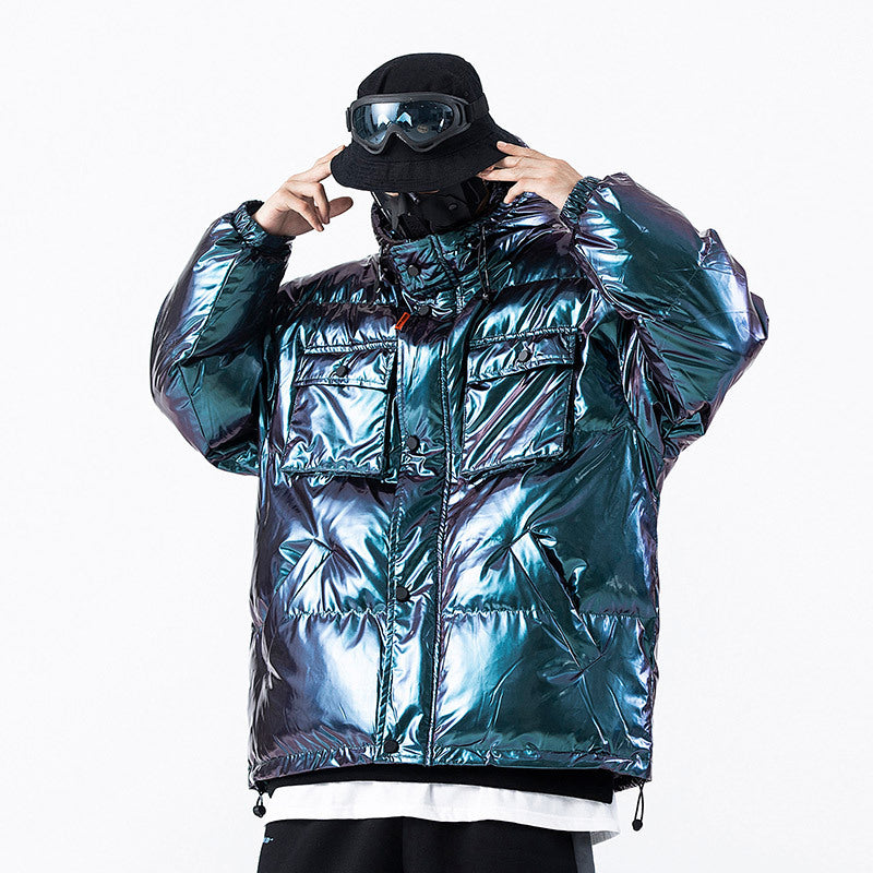Parkas tipo Cargo reflectantes oscuros, chaquetas para hombre, ropa informal estilo Hip Hop, chaquetas acolchadas, cazadora Harajuku, Parka, abrigos, ropa técnica
