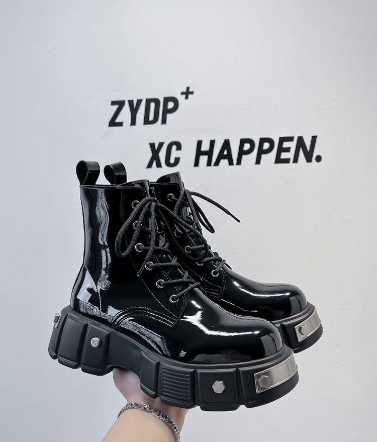 Nuevo Botas Martin con cordones y cabeza redonda con plataforma y tacón grueso para hombre