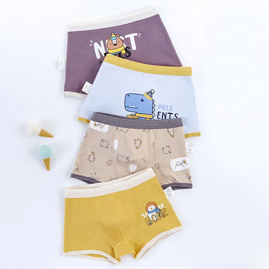 Calzoncillos tipo bóxer para niños de algodón simple con dibujos animados