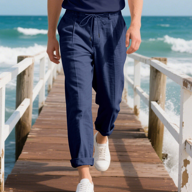 American Linen Men's Casual Pants Summer Loose Straight