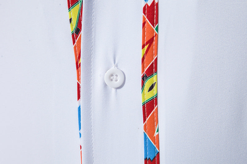 Men's Short-sleeved Shirt Multicolor Printing Round Neck