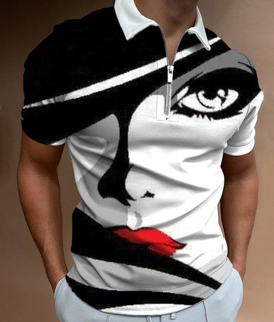 Camisas para hombres Face Art Print Camisetas de manga corta Ropa de calle para hombre