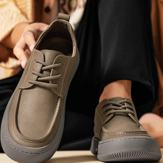 British Retro Brown Big Toe Casual Leather Shoes