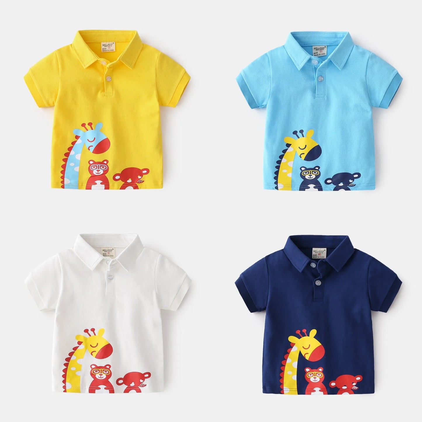Camiseta casual sin capucha con dibujos animados lindos y animales para niño 