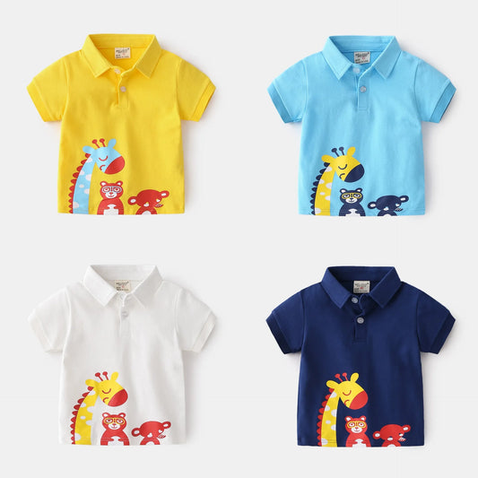 Camiseta casual sin capucha con dibujos animados lindos y animales para niño 