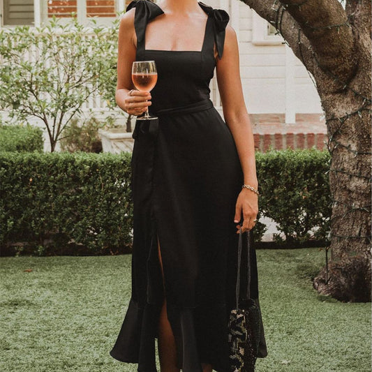 Vestido de color liso para mujer, estilo informal y elegante