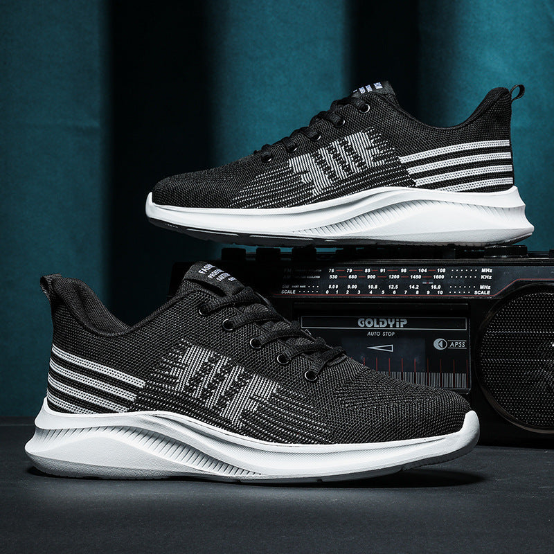 Zapatos casuales transpirables tejidos voladores de malla todo fósforo de moda para hombres