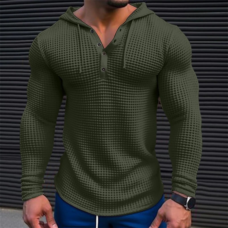 Jersey informal para hombre, camiseta de manga larga, Tops ajustados Waffler, sudadera de Color sólido, ropa de calle cómoda para exteriores, S-3XL