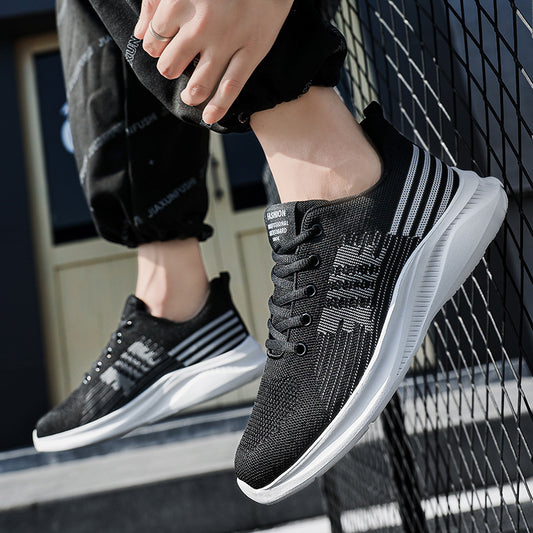 Zapatos casuales transpirables tejidos voladores de malla todo fósforo de moda para hombres