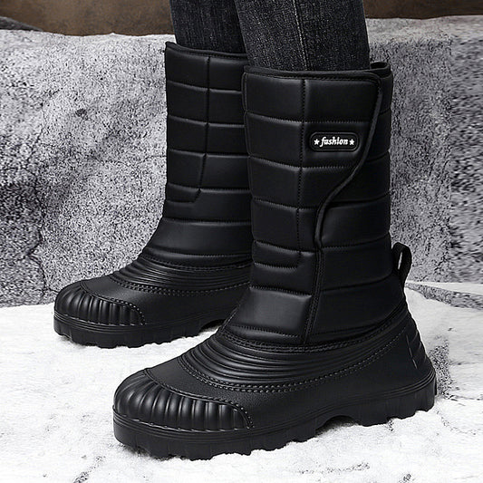Botas de nieve para exteriores, tubo largo, forro polar, acolchado, mantenimiento cálido