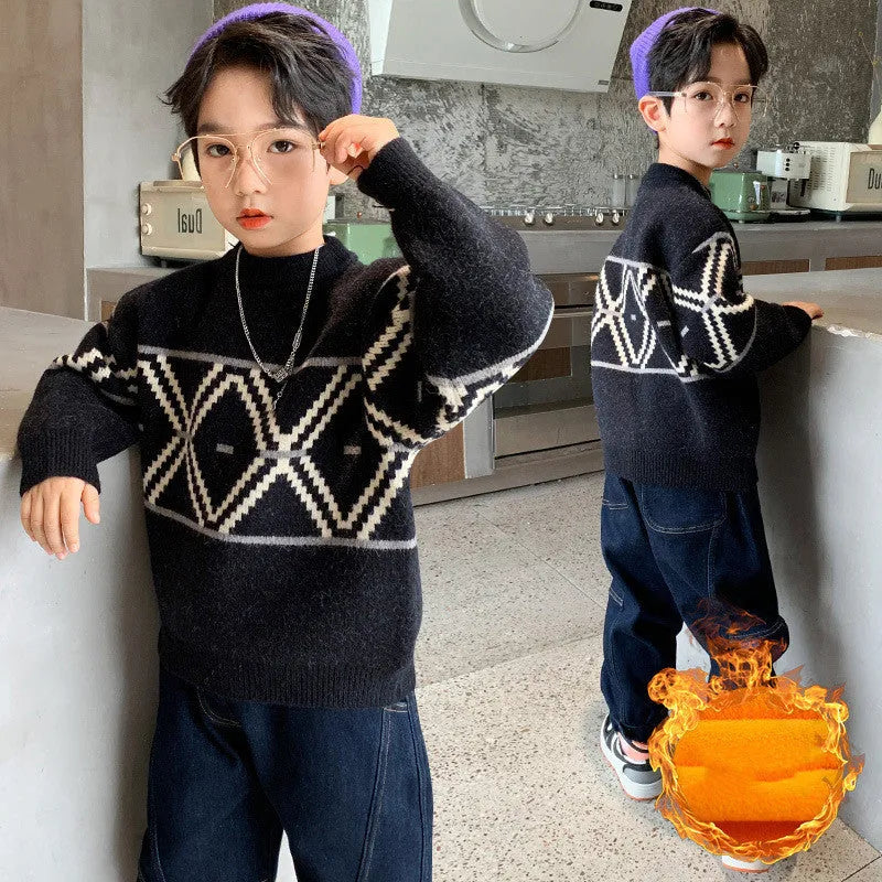 Suéter de lana de visón extranjero de nuevo estilo de invierno para niños