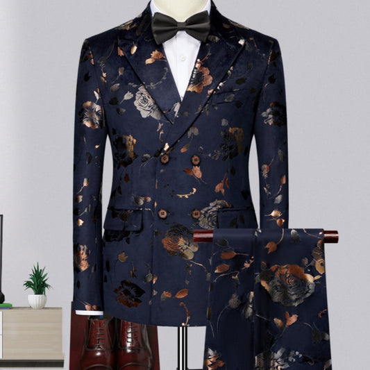 Conjunto de traje con corbata estampada creativa de negocios para hombre