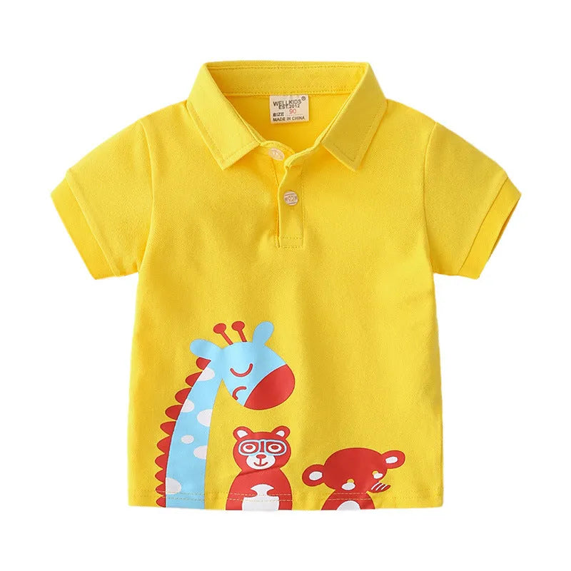 Camiseta casual sin capucha con dibujos animados lindos y animales para niño 