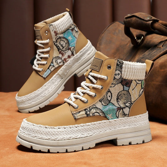 Zapatos de caña alta con botas de trabajo informales que combinan con todo para hombre