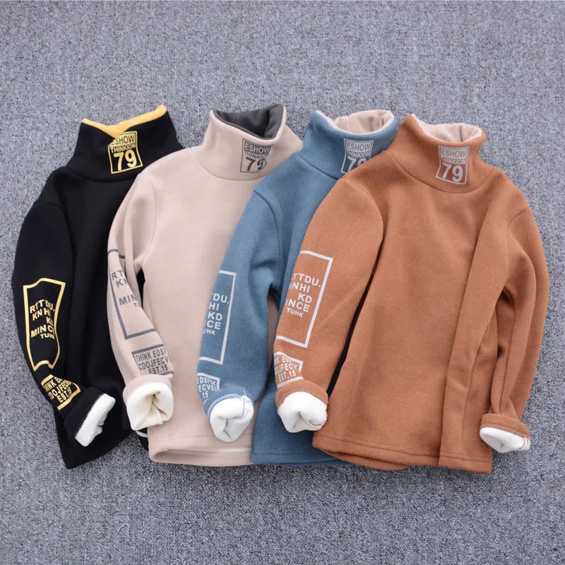 Camiseta de manga larga de invierno Suéter de cuello alto para niños