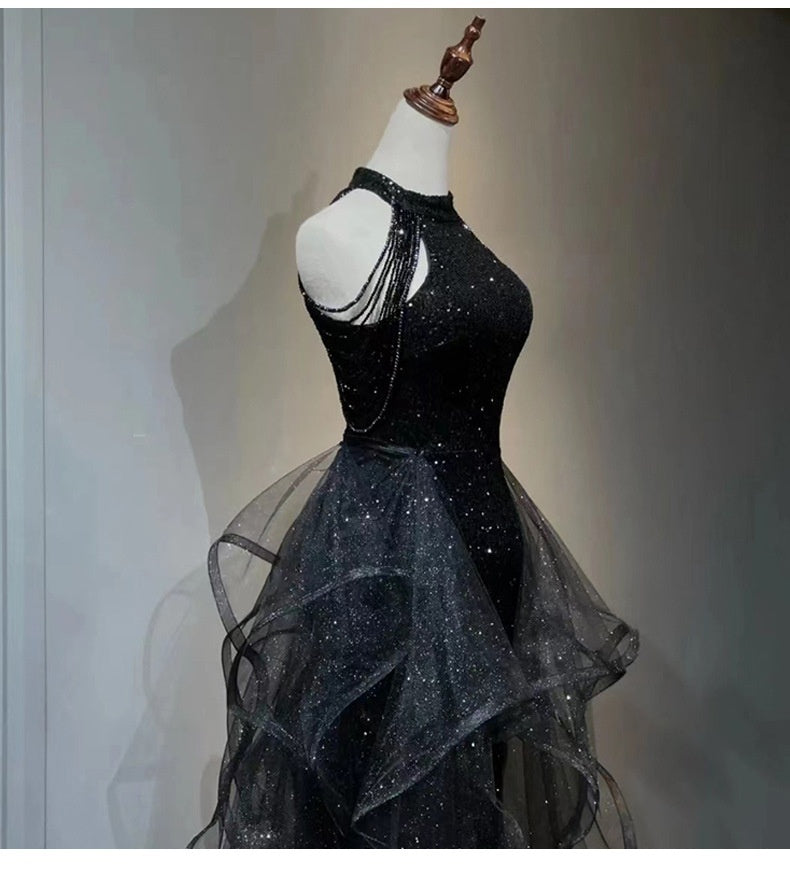 Vestido de noche negro para mujer