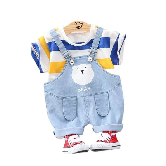 Camiseta informal de manga corta a rayas de verano para niños