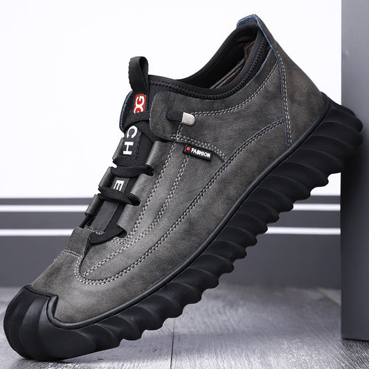 Zapatos deportivos de cuero para hombre, informales, de suela suave y a la moda.