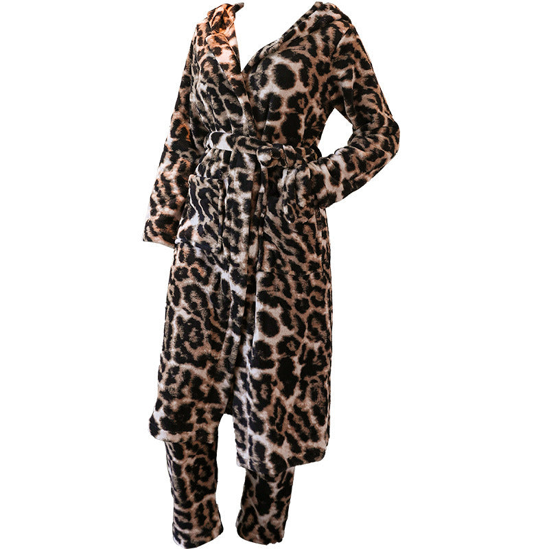 Pijama de franela de invierno para mujer, bata cálida y gruesa