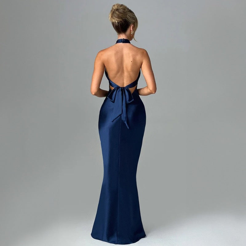 Vestido elegante sin mangas y sin espalda de moda de verano