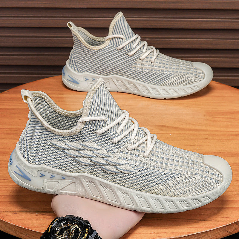 Zapatos casuales de fondo suave de malla tejida con mosca transpirable para hombre