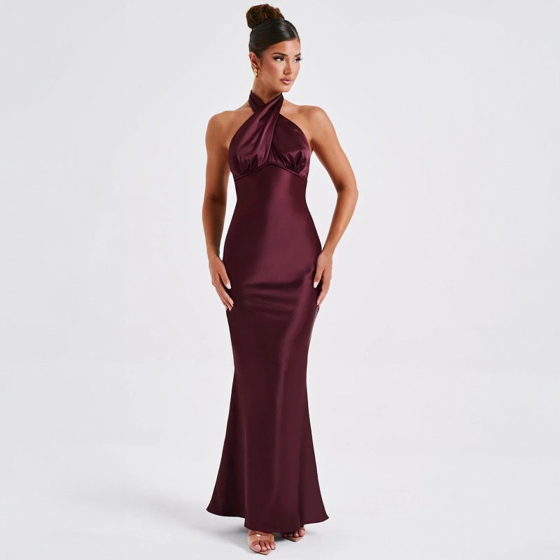 Vestido elegante sin mangas y sin espalda de moda de verano